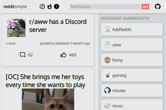 Simplified Reddit app made to browse subreddits and read posts.